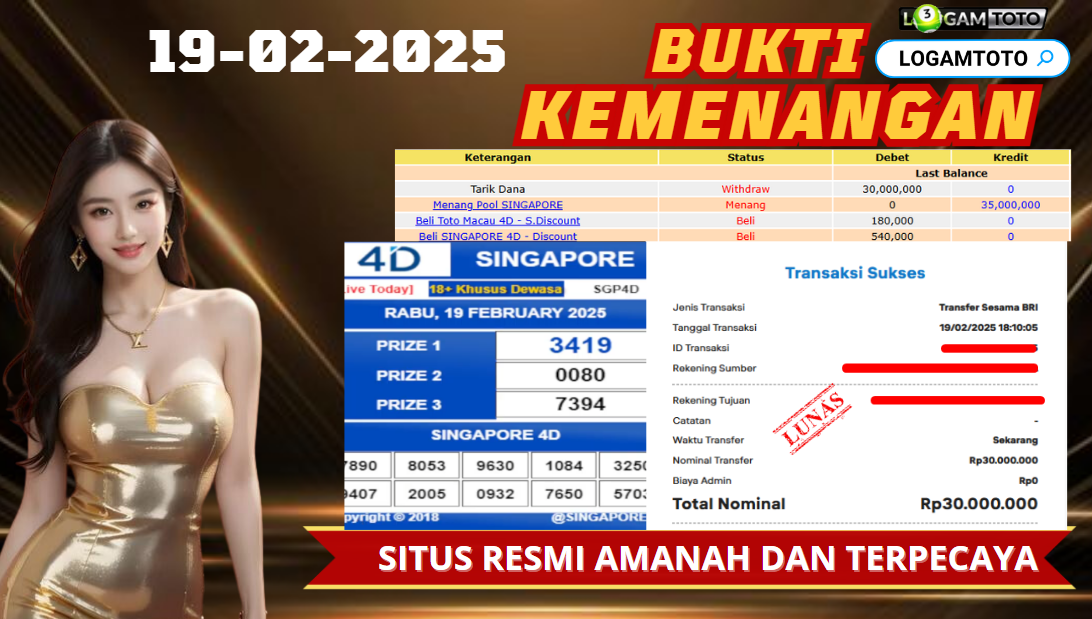 SELAMAT KEPADA MEMBER SETIA LOGAMTOTO BERHASIL JACKPOT DI PERMAINAN TOGEL SINGAPORE POOLS